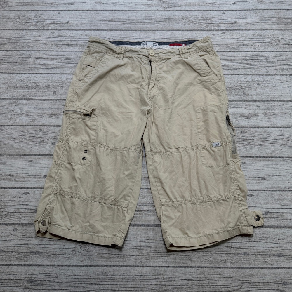 Private Member Cargo Long Shorts Men's 34 Beige Relaxed Utility Hiking Outdoor
